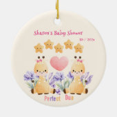 ツインベビーシャワー |かわいいキリン赤ちゃんシャワー セラミックオーナメント (裏面)