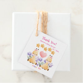 ツインベビーシャワー |かわいいキリン赤ちゃんシャワー フェイバータグ