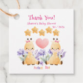 ツインベビーシャワー |かわいいキリン赤ちゃんシャワー フェイバータグ (正面)