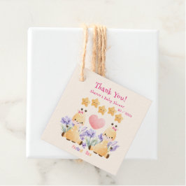 ツインベビーシャワー |かわいいキリン赤ちゃんシャワー フェイバータグ