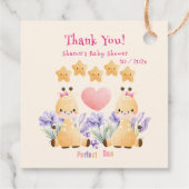 ツインベビーシャワー |かわいいキリン赤ちゃんシャワー フェイバータグ (裏面)