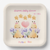 ツインベビーシャワー |かわいいキリン赤ちゃんシャワー ペーパープレート (正面)