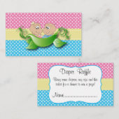 ツインベビーシャワー – ポッドおむつラッフルの2つのエンドウ エンクロージャーカード (正面/裏面)