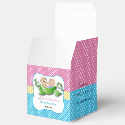 ツインベビーシャワー – ポッドの2つのエンドウ フェイバーボックス (オープン)