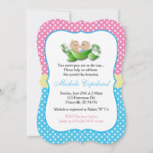 ツインベビーシャワー – ポッドの2つのエンドウ 招待状 (正面)