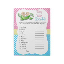 ツインベビーシャワー – ポッドワードゲームで2つの豆 ノートパッド