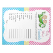 ツインベビーシャワー – ポッドワードゲームで2つの豆 ノートパッド (正面)