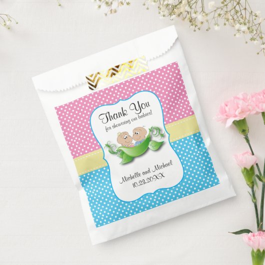 ツインベビーシャワー – 2つの豆のポッドありがとうFav フェイバーバッグ (封をした状態)