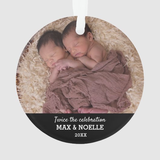 ツインベビー写真 |初めてのクリスマス オーナメント (裏面)