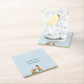 ツインベビー春シャワー スクエアペーパーコースター (インサイチュ)