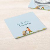 ツインベビー春シャワー スクエアペーパーコースター (アングル)