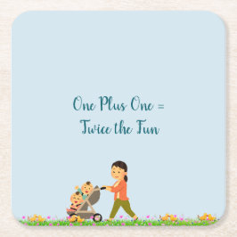 ツインベビー春シャワー スクエアペーパーコースター