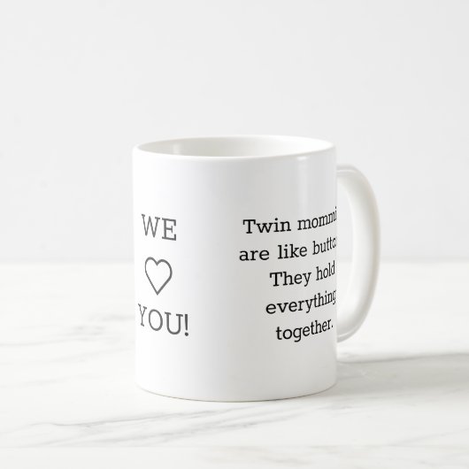 ツインベビー:私たちはママ·マグ、コーヒー·マグが大好きです コーヒーマグカップ (正面右)