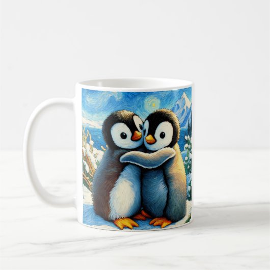 ツインペンギン幸せ足ハグ喫茶飲みカップ コーヒーマグカップ (左)