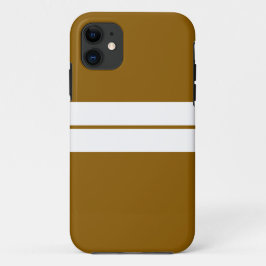 ツインホワイトレーシングストライプズゴールデンブラウン背景 iPhone 11 ケース