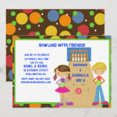 ツインボウリングバースデーパーティー招待状 招待状 (正面/裏面)
