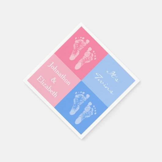 ツインボーイとガールかわいいピンクのベビー スタンダードカクテルナプキン (角)