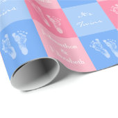ツインボーイとガールかわいいピンクのベビー ラッピングペーパー (ロールコーナー)