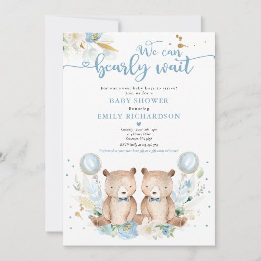 ツインボーイのテディベア我々は心から待つことができる 招待状 (正面)