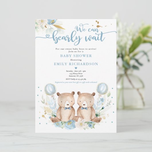 ツインボーイのテディベア我々は心から待つことができる 招待状 (スタンド正面)