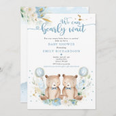 ツインボーイのテディベア我々は心から待つことができる 招待状 (正面/裏面)