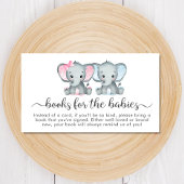 ツインボーイの女の子の象の本の赤ちゃんシャワー エンクロージャーカード