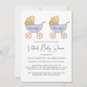 ツインボーイの水彩バーチャルベビーシャワー 招待状 (正面)