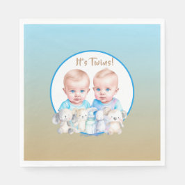 ツインボーイの赤ちゃんシャワー水彩動物 スタンダードランチョンナプキン