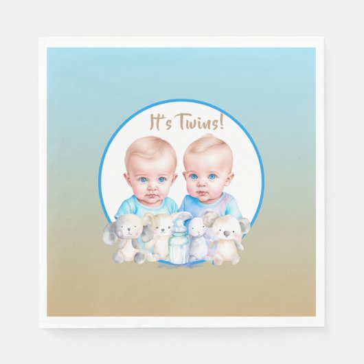 ツインボーイの赤ちゃんシャワー水彩動物 スタンダードランチョンナプキン (正面)
