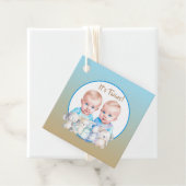 ツインボーイの赤ちゃんシャワー水彩動物 フェイバータグ (インサイチュ)