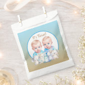 ツインボーイの赤ちゃんシャワー水彩動物 フェイバーバッグ (クリップ留めされた状態)