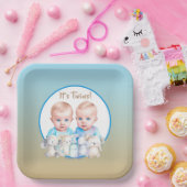 ツインボーイの赤ちゃんシャワー水彩動物 ペーパープレート (パーティー)