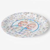 ツインボーイの赤ちゃんシャワー水彩動物 ペーパープレート (アングル)