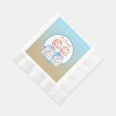 ツインボーイの赤ちゃんシャワー水彩動物 縁ありランチョンナプキン (角)