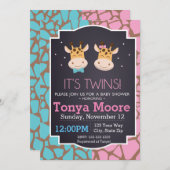 ツインボーイアンドガールキリンベビーシャワー招待状 招待状 (正面/裏面)