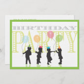 ツインボーイアンドガール誕生日招待状 招待状 (正面/裏面)