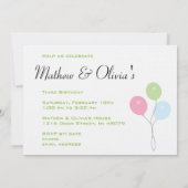 ツインボーイアンドガール誕生日招待状 招待状 (裏面)