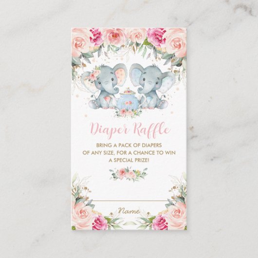 ツインボーイガールエレファントピンクフローラティーオムツ エンクロージャーカード (正面)