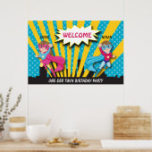 ツインボーイガールスーパーヒーロー誕生日ポスター ポスター (キッチン)