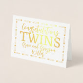 ツインボーイガールベビーおめでとう新父母 箔カード (正面)