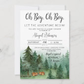 ツインボーイキツネウッドランドOhボーイベビーシャワー 招待状 (正面)