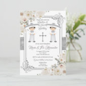 ツインボーイシルバーメキシコバプテスマ誕生日フローラ 招待状 (スタンド正面)