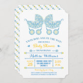 ツインボーイズだ！ツインズベビーシャワー招待状 招待状 (正面/裏面)