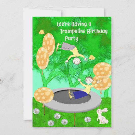 ツインボーイズのトランポリン誕生日パーティー 招待状 (正面)