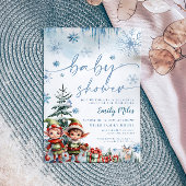 ツインボーイズクリスマス小妖精や小人ベビーシャワー招待状 招待状