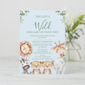 ツインボーイズサファリ2つの小さなワイルドワンベビーシャワー 招待状 (スタンド正面)