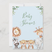 ツインボーイズサファリ2つの小さなワイルドワンベビーシャワー 招待状 (裏面)