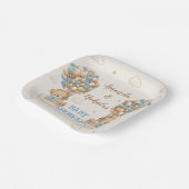 ツインボーイズシャワーブルーベージュかわいいクマ ペーパープレート (傾斜あり)