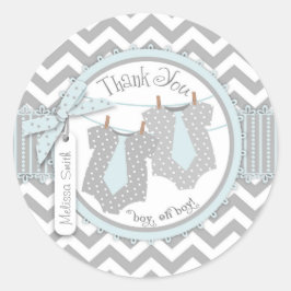 ツインボーイズタイシェブロンプリントサンキューレーベル ラウンドシール