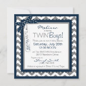 ツインボーイズタイズシェブロンプリントベビーシャワー 招待状 (裏面)